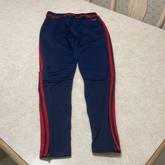 ADIDAS NAVY & RED STRIPED SKINNY LEG TRACK PANTS - Picture 8 of 8